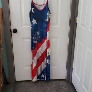 Patriotic Maxi Dress - Red, White, and Blue